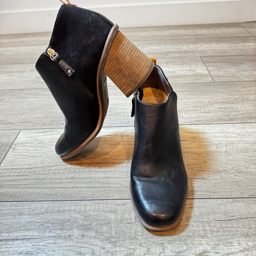 Dr. Scholl's Roxanne Booties Block Heel Sustainable‎ Comfort Black Size 10M